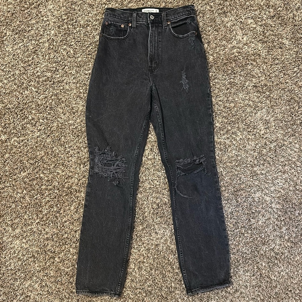 Abercrombie & Fitch Black High-Rise Straight Leg Jeans
